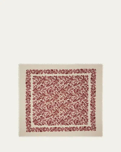 Loro Piana Cardo Blooms Silk Shawl In Parchment Burgundy H