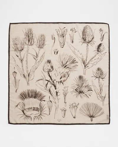 LORO PIANA CARDO MELANGE CASHMERE FOULARD SCARF