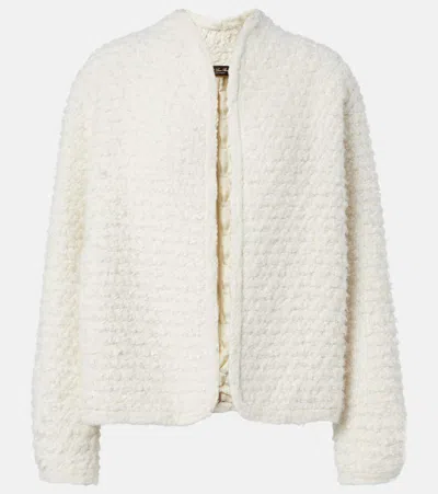 Loro Piana Careno Silk, Cotton, Cashmere And Wool-blend Bouclé Jacket In White