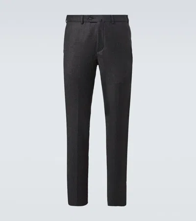 Loro Piana Carlo Wool And Cashmere Straight Pants In Gray