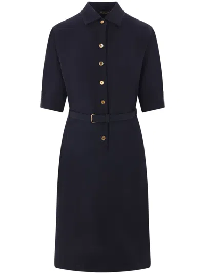 Loro Piana Carmen Belted Dress In Blue