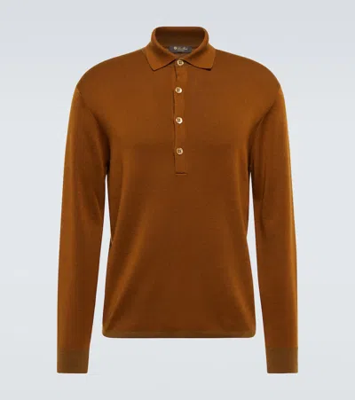 Loro Piana Cashmere And Silk Polo Sweater In Chai Brown
