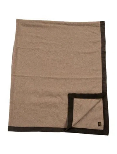 Pre-owned Loro Piana Cashmere & Suede Throw Blanket In Neutral