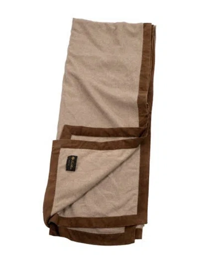 Pre-owned Loro Piana Cashmere & Suede Throw Blanket In Neutral