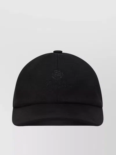 Loro Piana Cashmere Beanie With Curved Brim And Six-panel Design In Black