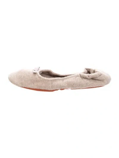 Pre-owned Loro Piana Cashmere Bow Accents Slippers In Neutrals/pink