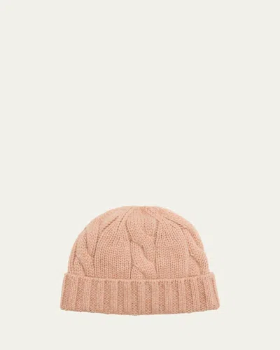 Loro Piana Cashmere Cable Knit Beanie In Brown