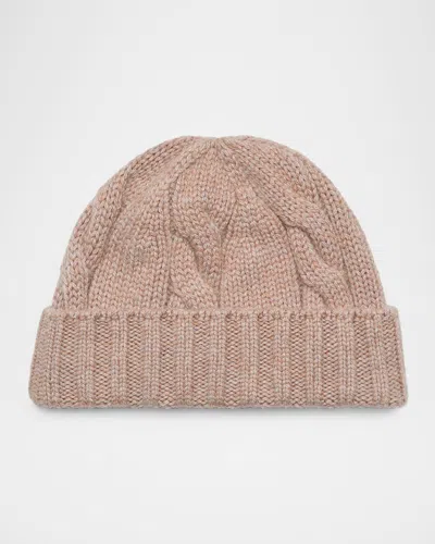 Loro Piana Cashmere Cable Knit Beanie In Red