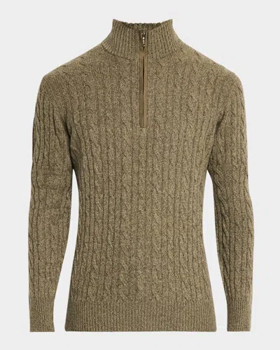 Loro Piana Cashmere Cable-knit Sweater In Forest Moss