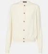 Loro Piana Classic Baby Cash Gg 12 Cardigan Sweater In White Snow