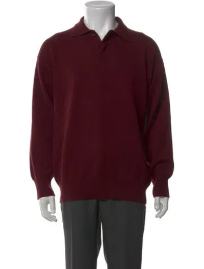 Pre-owned Loro Piana Cashmere Collar Polo Sweater In Burgundy