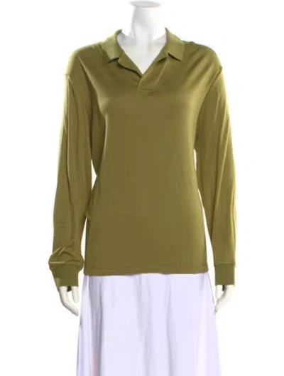 Pre-owned Loro Piana Cashmere Collar Polo Sweater In Green