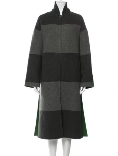 Pre-owned Loro Piana Cashmere Colorblock Pattern Coat In Green