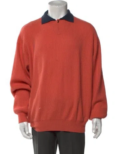 Pre-owned Loro Piana Cashmere Crew Neck Polo Sweater In Orange