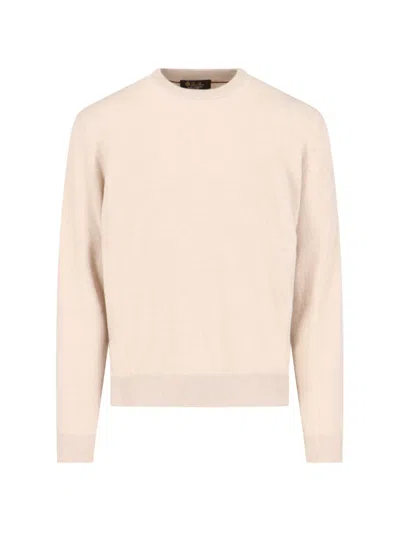 Loro Piana Cashmere Crew Neck Jumper In Beige