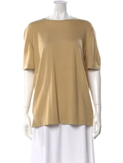 Pre-owned Loro Piana Cashmere Crew Neck T-shirt In Yellow