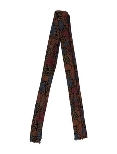 Pre-owned Loro Piana Cashmere Floral Print Scarf In Burgundy