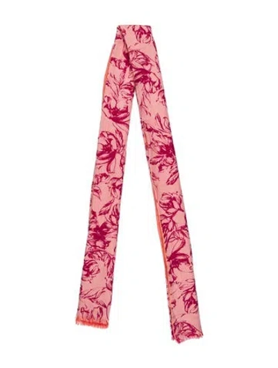 Pre-owned Loro Piana Cashmere Floral Print Scarf In Pink