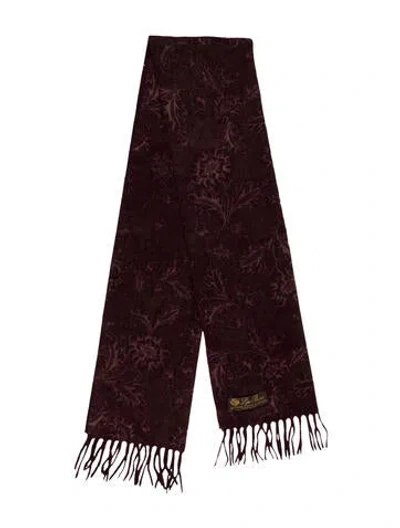 Pre-owned Loro Piana Cashmere Floral Print Scarf W/ Tags In Burgundy