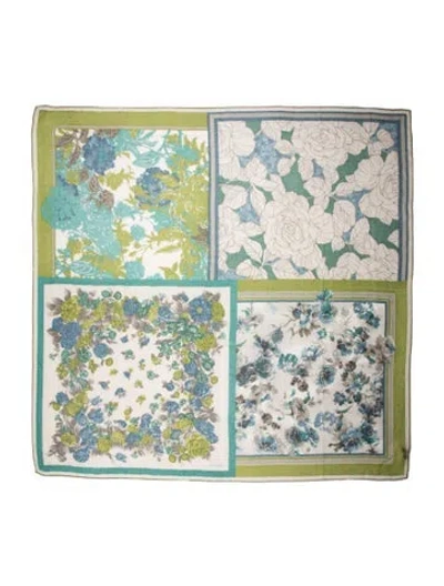 Pre-owned Loro Piana Cashmere Floral Print Shawl In Green