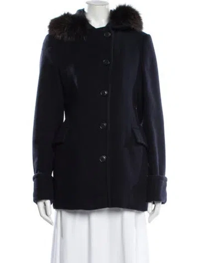 Pre-owned Loro Piana Cashmere Fur Jacket In Blue