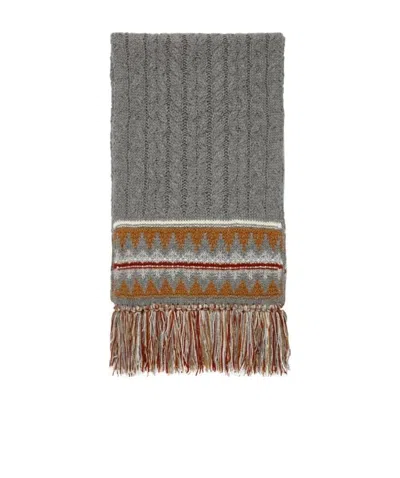 Loro Piana Cashmere Geometric Jacquard Scarf In Gray