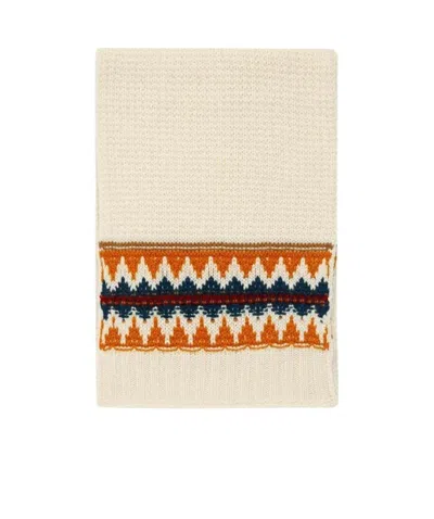 Loro Piana Cashmere Geometric Jacquard Scarf In Nude