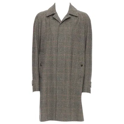 Pre-owned Loro Piana Cashmere Green Storm System Beige Herringbone Long Coat M