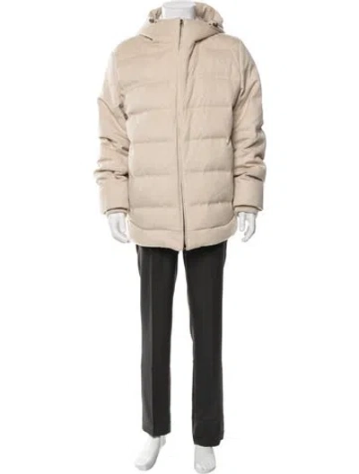 Pre-owned Loro Piana Cashmere Green Storm System Cashmere Puffer Coat In Neutrals