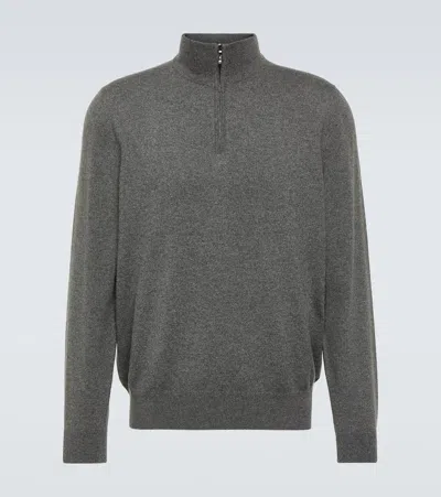 Loro Piana Cashmere Half-zip Sweater In Grey