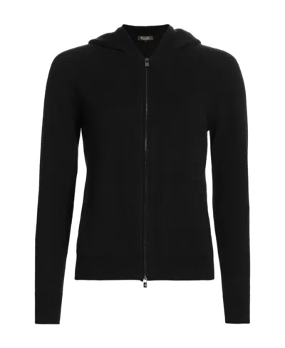 Loro Piana Cashmere Hooded Cardigan In Black