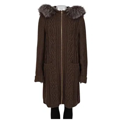 Pre-owned Loro Piana Cashmere Hooded Fox Fur Trim Cardigan Coat 4xl In Black