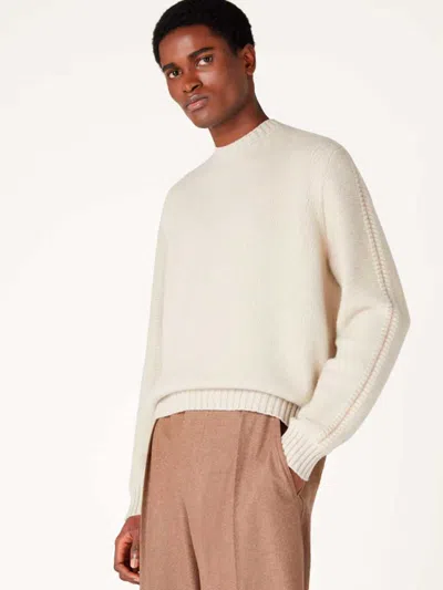 Loro Piana Cashmere Knit Sweater In Contrast Piping Detail On Side