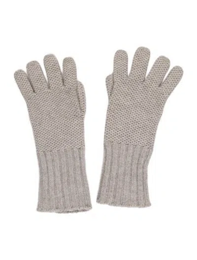 Pre-owned Loro Piana Cashmere Knit Winter Gloves In Gray