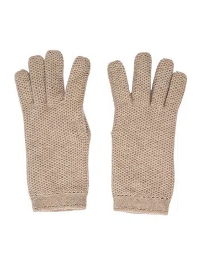 Pre-owned Loro Piana Cashmere Knit Winter Gloves In Neutrals