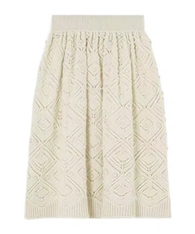 Loro Piana Cashmere Knitted Midi Skirt In Gray