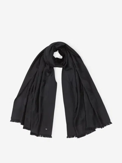 Loro Piana Cashmere Logo Scarf In Made Of Ribbed Knit