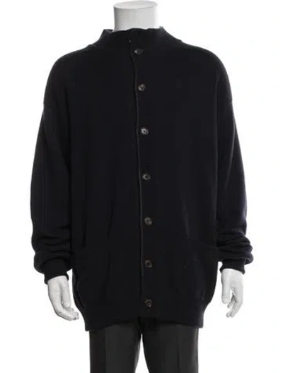 Pre-owned Loro Piana Cashmere Mock Neck Cardigan In Black