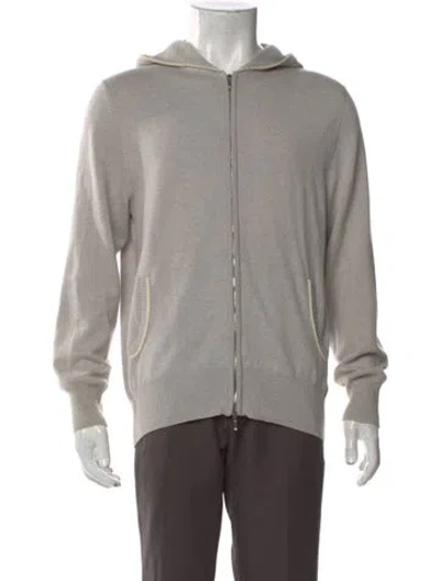 Pre-owned Loro Piana Cashmere Mock Neck Cardigan In Gray