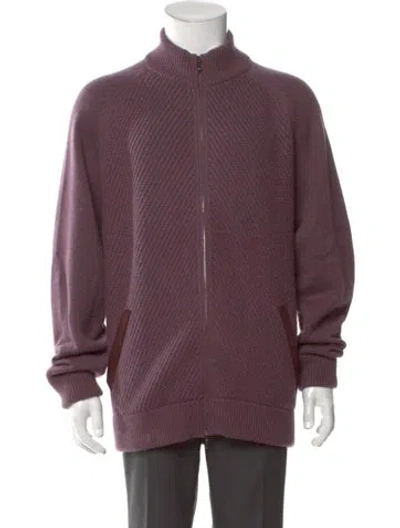Pre-owned Loro Piana Cashmere Mock Neck Cardigan In Purple