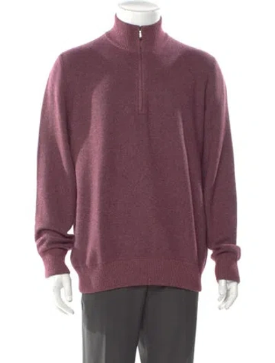 Pre-owned Loro Piana Cashmere Mock Neck Polo Sweater In Burgundy