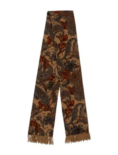 Pre-owned Loro Piana Cashmere Paisley Print Scarf In Brown