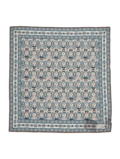 Pre-owned Loro Piana Cashmere Paisley Print Scarf W/ Tags In Blue