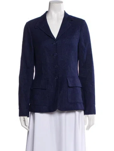 Pre-owned Loro Piana Cashmere Plaid Print Blazer In Blue