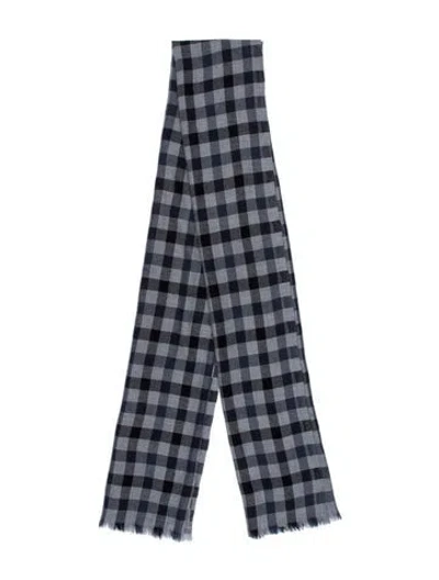 Pre-owned Loro Piana Cashmere Plaid Print Scarf In Blue