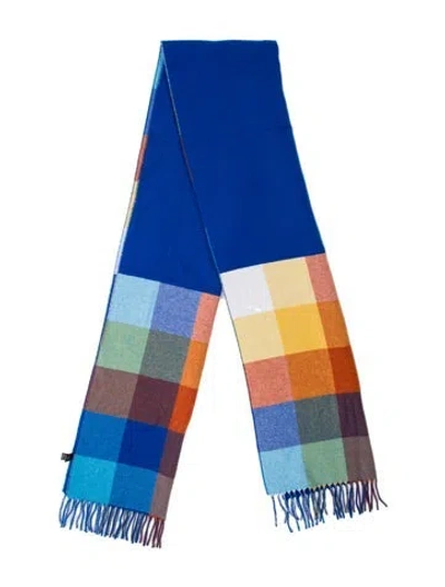 Pre-owned Loro Piana Cashmere Plaid Print Scarf In Blue