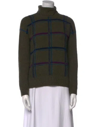 Pre-owned Loro Piana Cashmere Plaid Print Sweater In Green