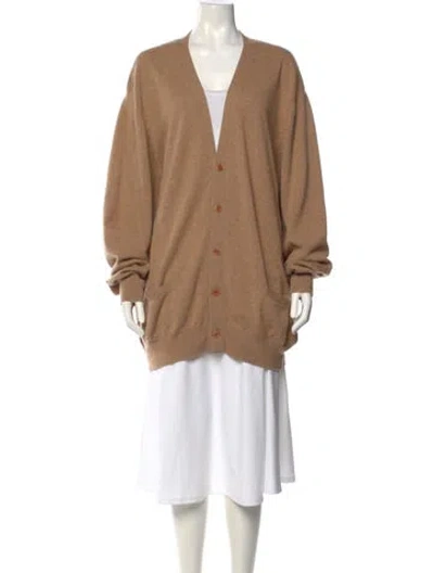 Pre-owned Loro Piana Cashmere Plunge Neckline Sweater In Brown