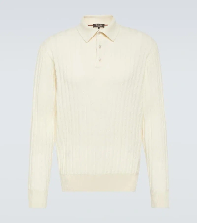 Loro Piana Cashmere Polo Shirt In Biancore