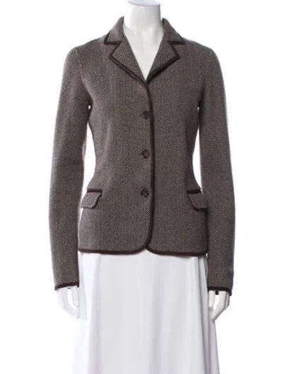 Pre-owned Loro Piana Cashmere Printed Blazer In Brown